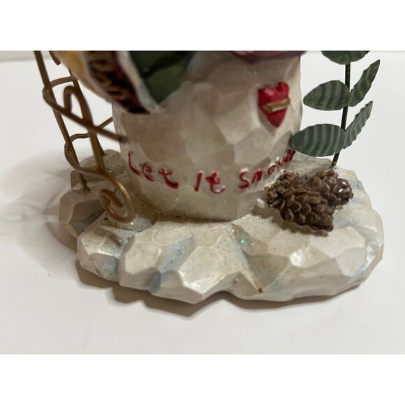 Vintage Let Is Snow 7" snowman with trees star‎ fence birdhouse - Picture 4 of 4